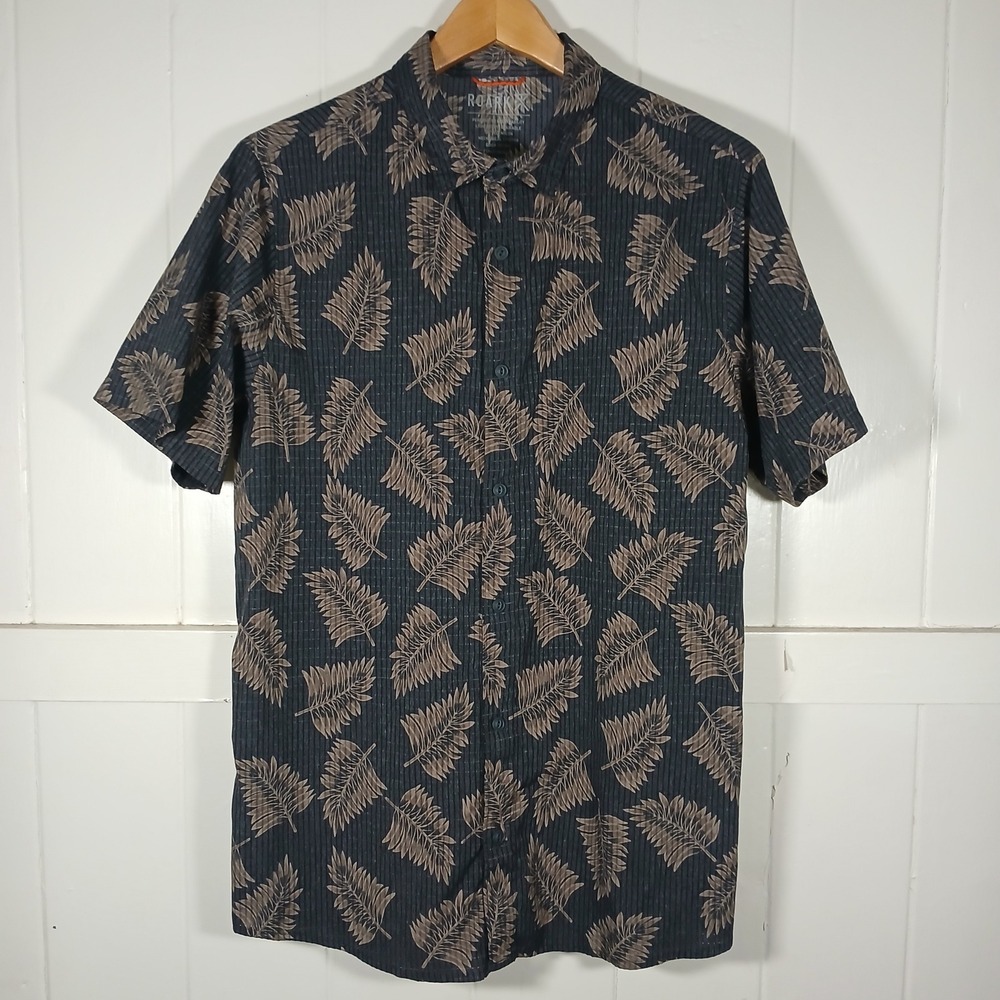 Roark Bless Up Breathable Stretch Button Up Shirt Mens M Perforated Fern RW534